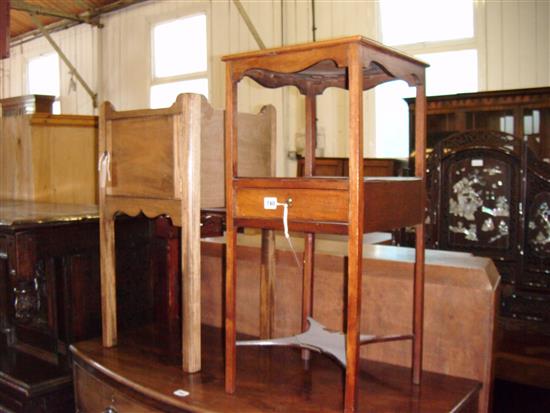 Mahogany pot cupboard and a two-tier wash stand